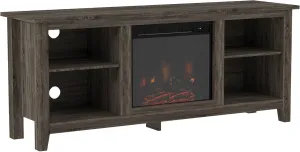 Walker Edison Wren Classic 4 Cubby Fireplace TV Stand for TVs up to 65 Inches, 58 Inch, Charcoal