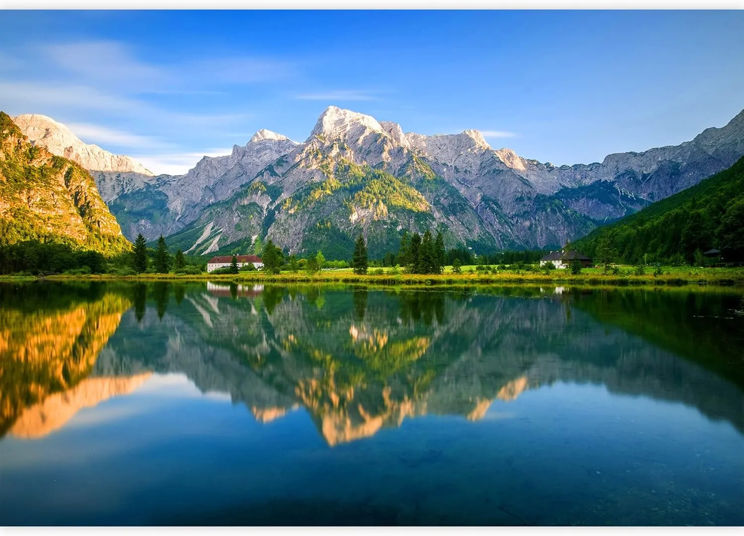 wall26 Removable Wall Sticker/Wall Mural Mountain Range Scenic Lake Reflection Nature Wilderness Photography Realism Rustic Landscape Decorative Global Zen for Living Room, Bedroom, Office - 66"x96"