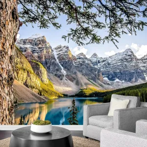 wall26 Removable Wall Sticker/Wall Mural Scenic Colorado Mountain Lake Forest Nature Wilderness Photography Realism Rustic Landscape Decorative Global Zen for Living Room, Bedroom, Office - 100"x144"