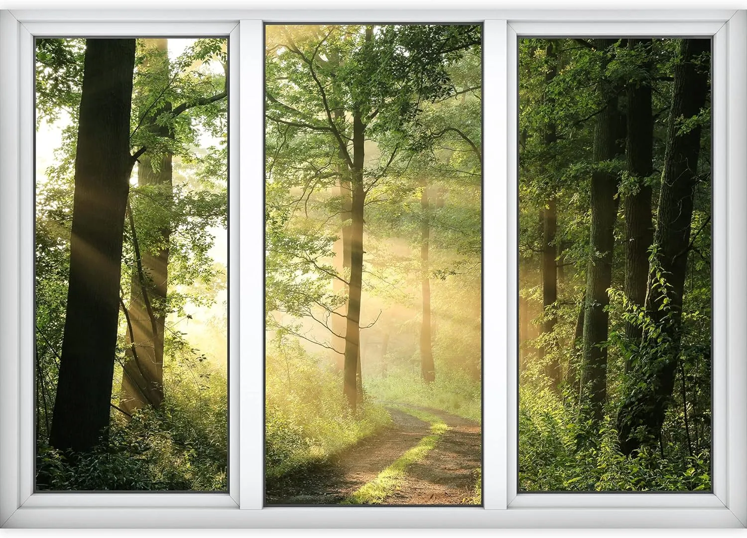 wall26 Removable Wall Sticker/Wall Mural Sunshine Summer Mountain Forest Nature Wilderness Photography Realism Landscape Rustic Window Door for Living Room, Bedroom, Office - 100x144 inches