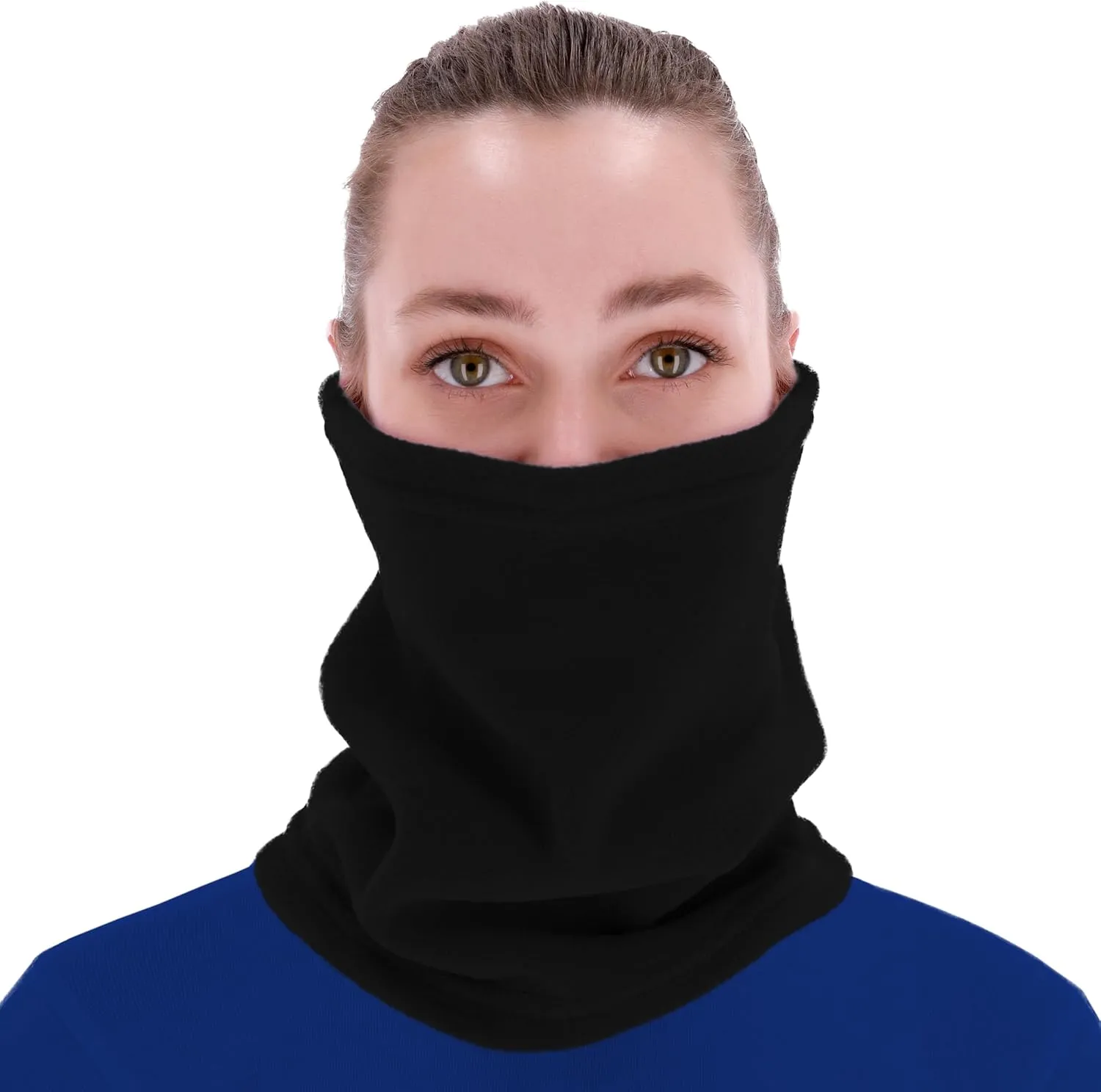 Winter Warmer Neck Gaiter for Men Women Outdoor Sport - Polartec Classic Fleece Tube Scarf (Black, One Size)