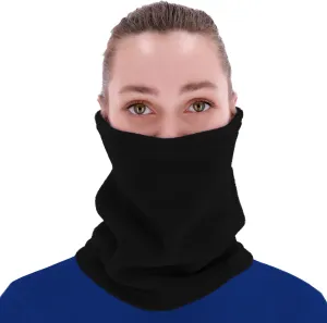 Winter Warmer Neck Gaiter for Men Women Outdoor Sport - Polartec Classic Fleece Tube Scarf (Black, One Size)