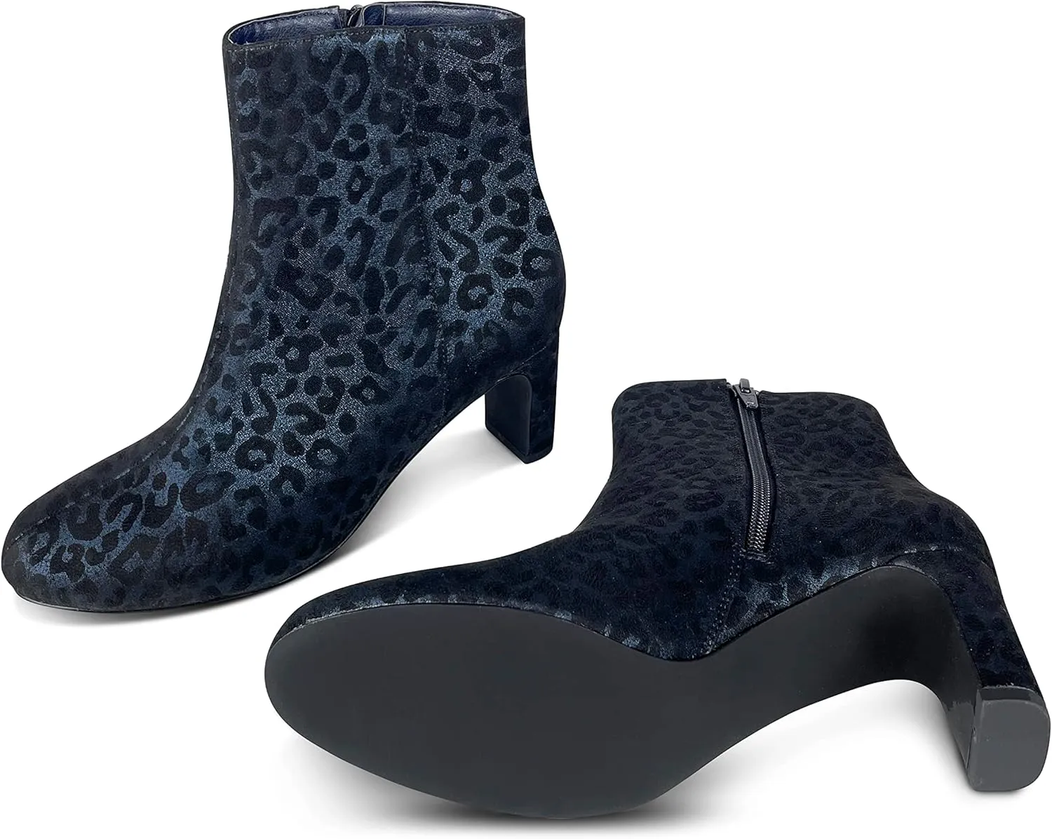 Women‘s Ankle Boots Chunky Mid Heel Booties Side Zipper Pointed Toe Short Boots