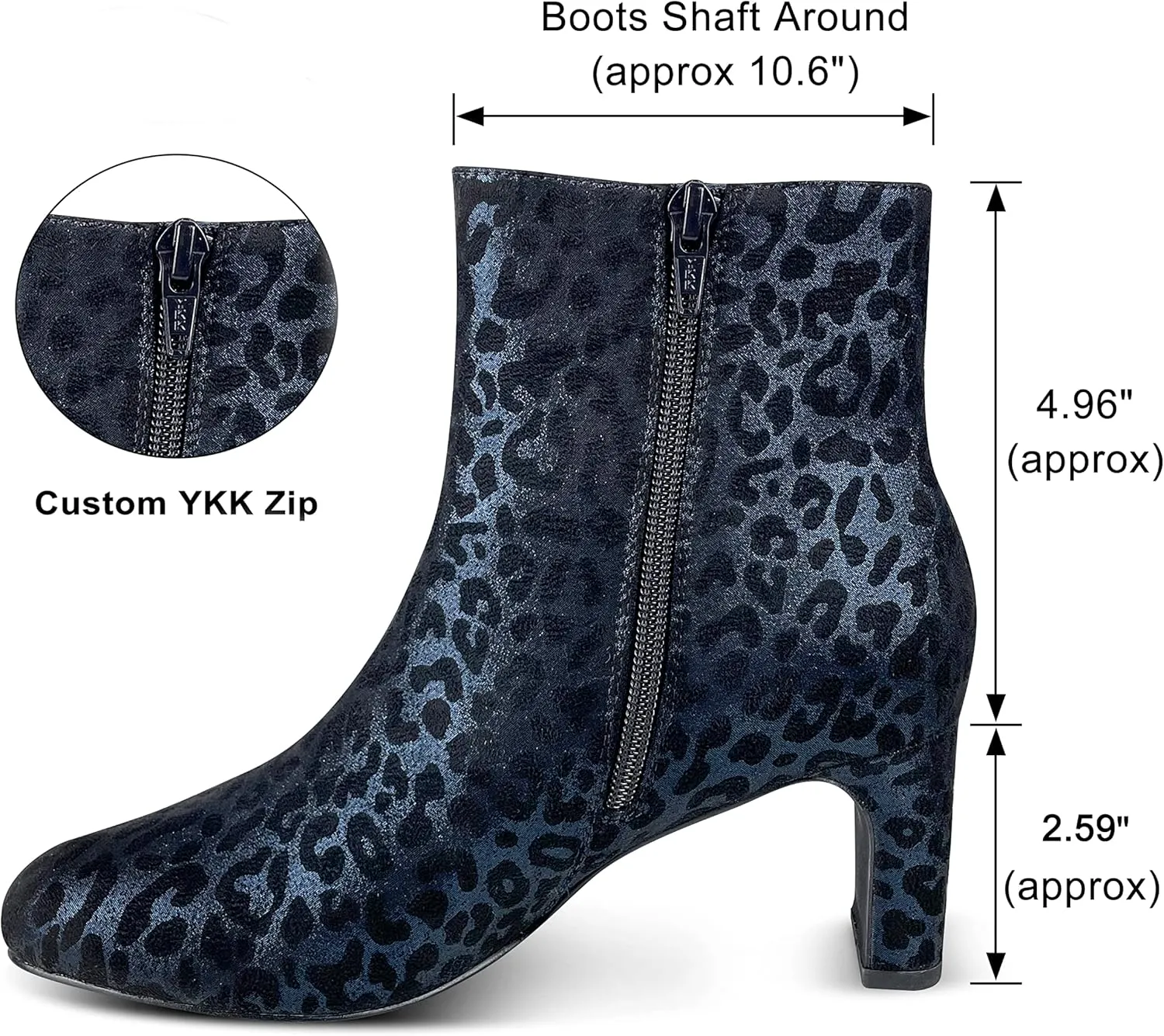Women‘s Ankle Boots Chunky Mid Heel Booties Side Zipper Pointed Toe Short Boots