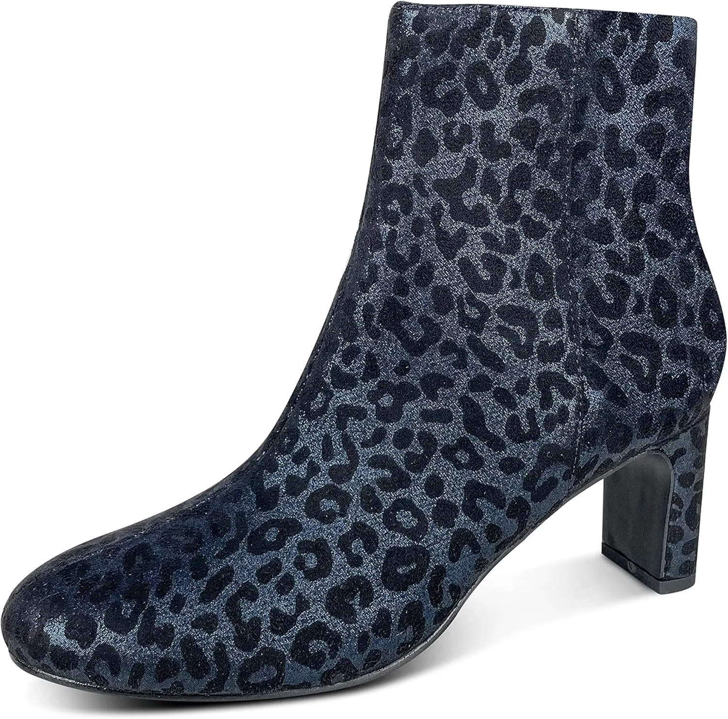 Women‘s Ankle Boots Chunky Mid Heel Booties Side Zipper Pointed Toe Short Boots