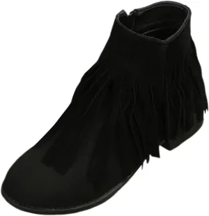 Women's Ankle Boots Pointed Toe Low Heel Comfort Booties Vintage Fringe Boots Chunky Heel Fashion Short Slip On Zipper Shoes Boho Tassel Boots Western Booties Ankle High Boots with Arch Support