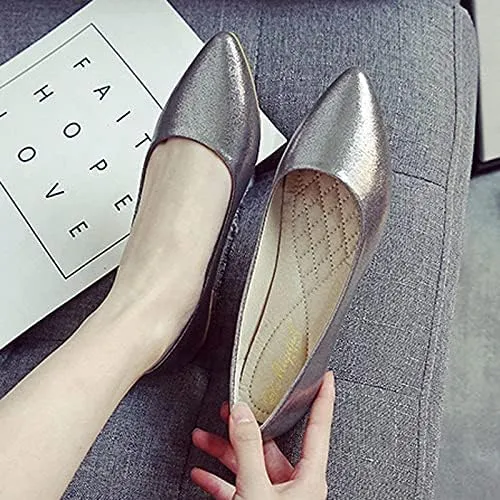 Women's Fashion Pointed Toe Ballets Flat Shoes Casual Simple Slip on Walking Driving Shoes