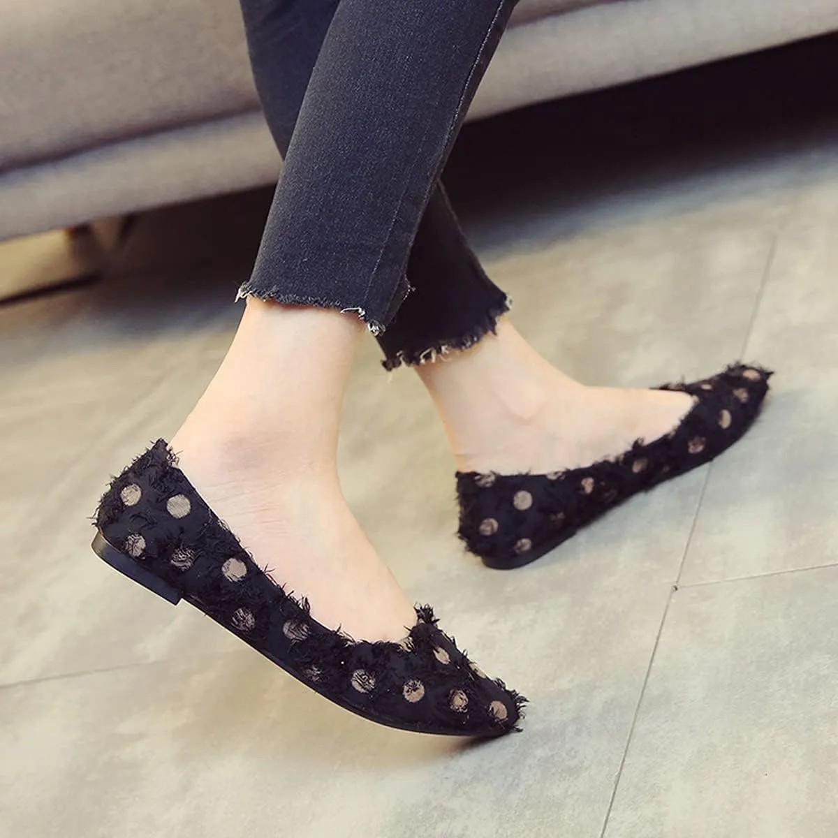 Women's Fashion Pointed Toe Ballets Flat Shoes Casual Simple Slip on Walking Driving Shoes
