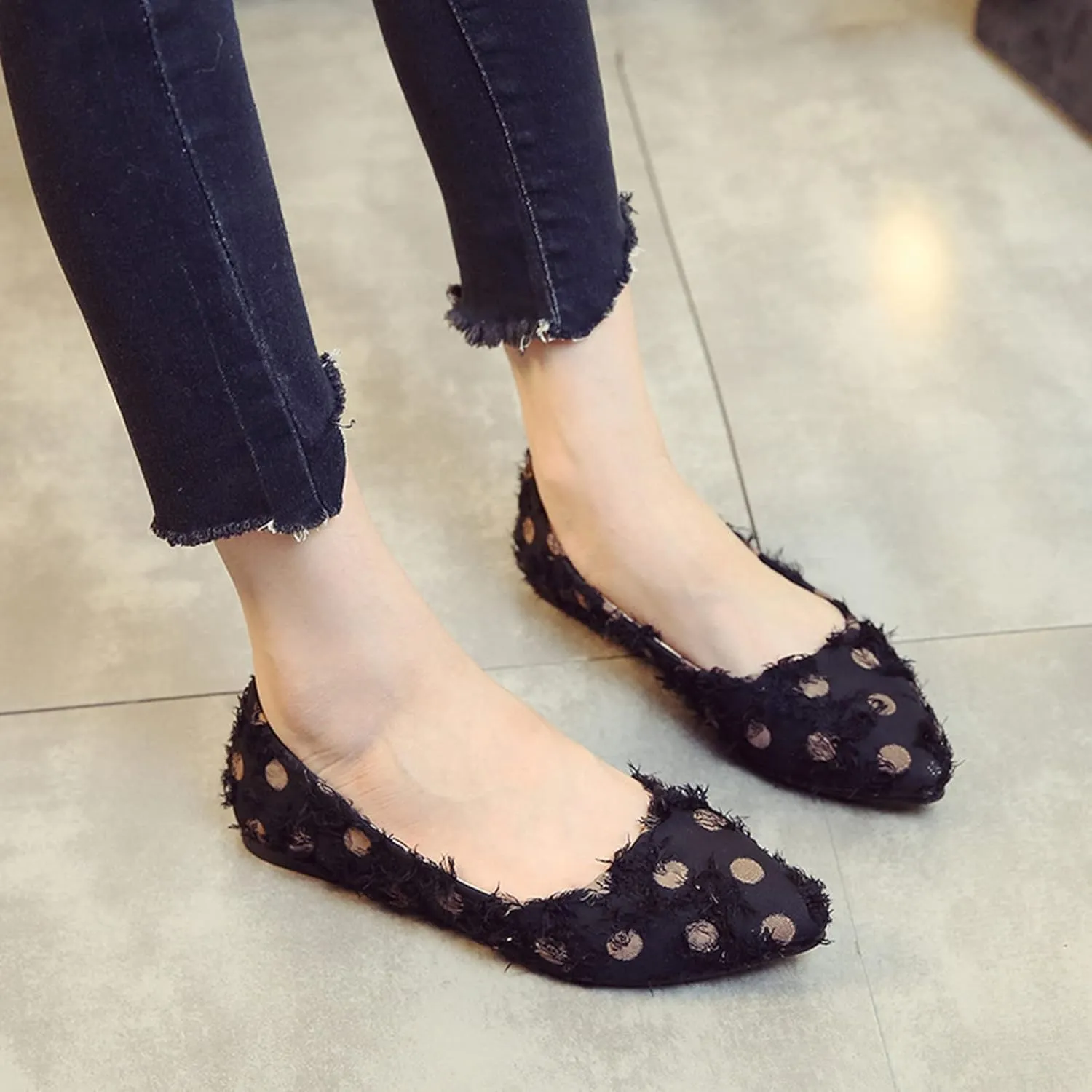 Women's Fashion Pointed Toe Ballets Flat Shoes Casual Simple Slip on Walking Driving Shoes