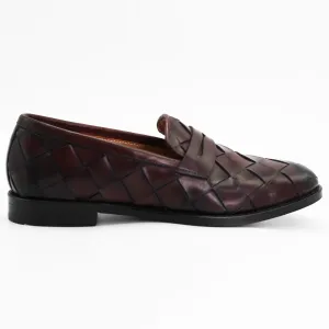 Women's woven loafer in calf leather burgundy (BRD10108)