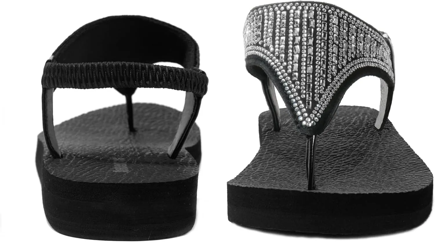 Women's Yoga Mat Flat Sling Sandals Slingback Rhinestone Flip Flops Sandal