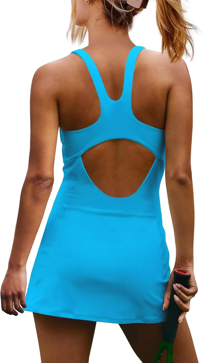 Yanekop Womens Tennis Dress with Built in Shorts Golf Dress Athletic Outfits Yoga Active Workout Dresses
