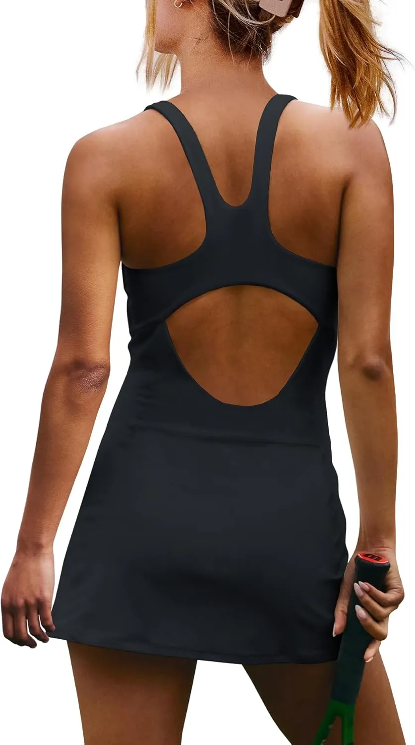 Yanekop Womens Tennis Dress with Built in Shorts Golf Dress Athletic Outfits Yoga Active Workout Dresses
